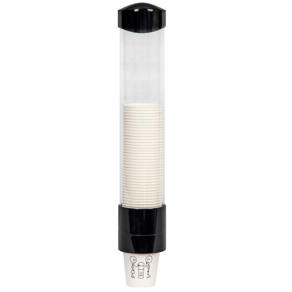 BLACK Cup Dispenser 420mmH Incl Fixing Bracket &amp; Screws - Suits 6oz cups 