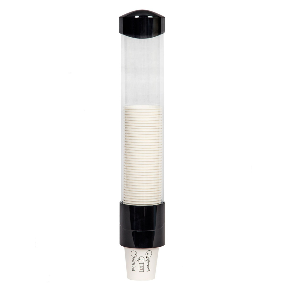 BLACK Cup Dispenser 420mmH Incl Fixing Bracket &amp; Screws - Suits 6oz cups 