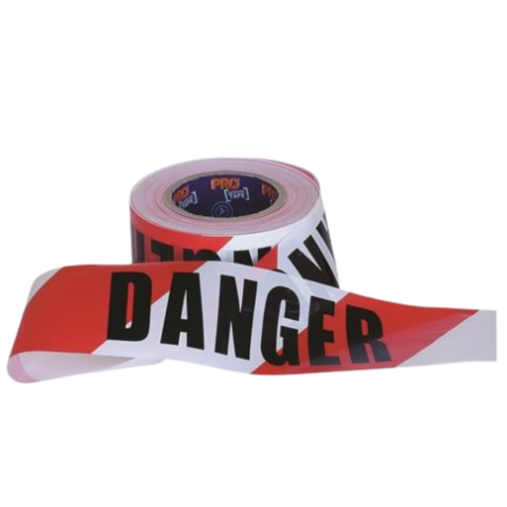 Barrier Tape Red/White (DANGER) 75mm x 100m (ea/20box)