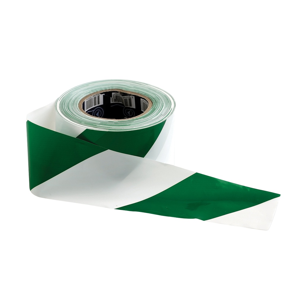 Barrier Tape White/Green 75mm x 100m  (ea/20box)