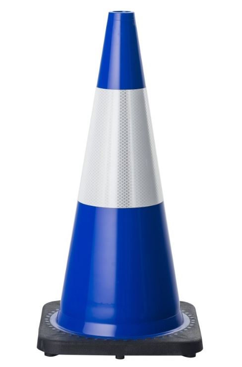 Blue Traffic Cone 700mm w/- Reflective Band 