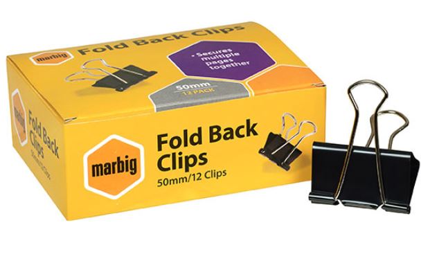 Fold Back Clip - 51mm (Box of 12) - Medium