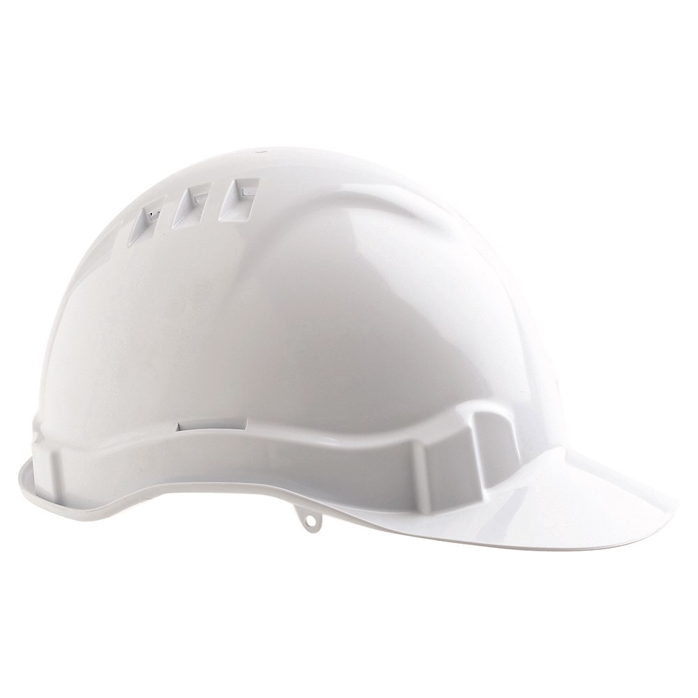 Hard Hat - Vented with adjustable harness - White