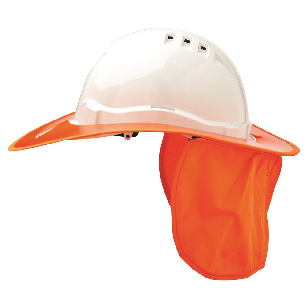 Hard Hat Plastic Snap Brim w/- neck flap ORANGE