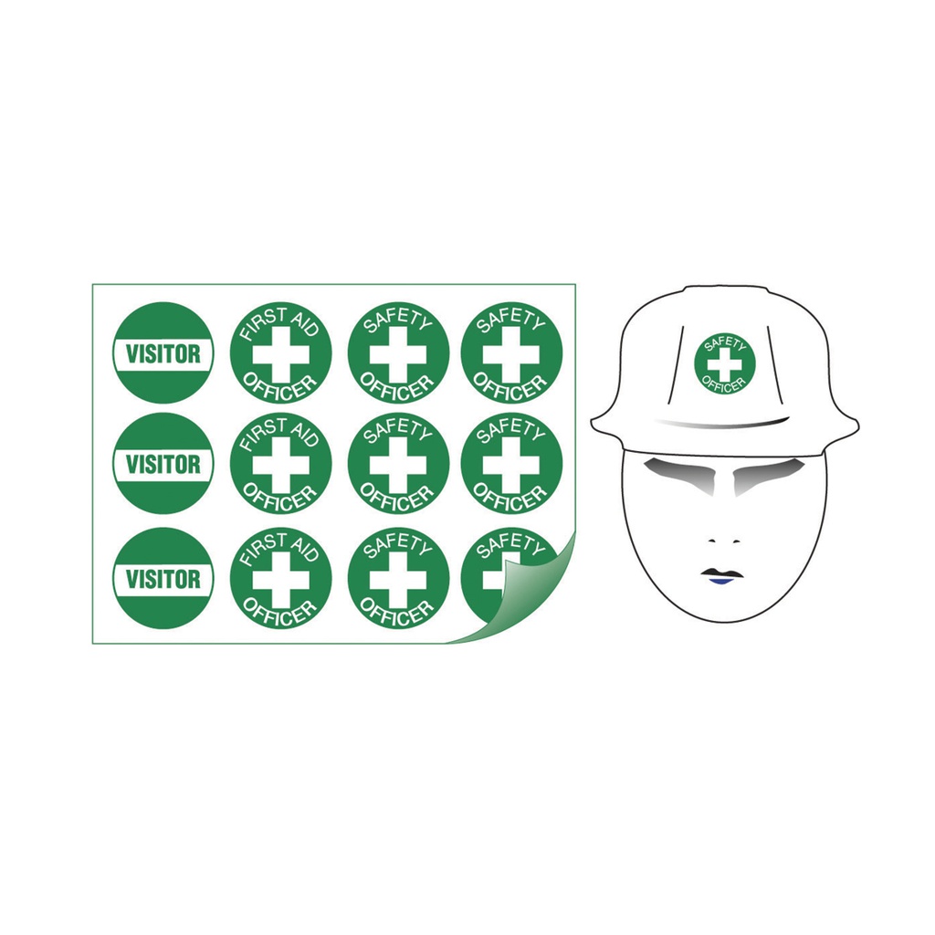 Hard Hat Stickers - (12 on sheet) - First Aid