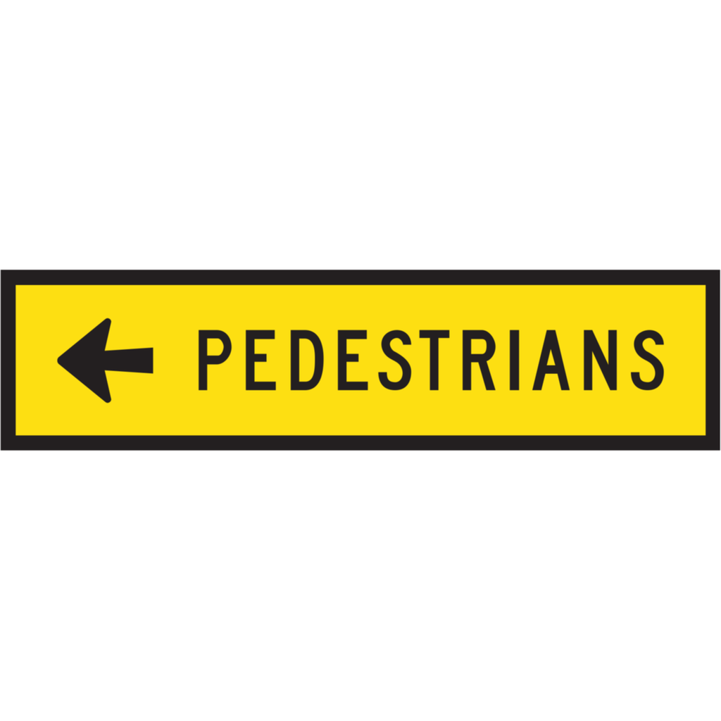 Boxed Edge Sign Metal Class 1W Reflective 1200 x 300mm - Pedestrians (left arrow)
