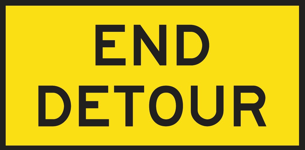 Boxed Edge Sign Metal Class 1W Reflective 1200 x 600mm - End Detour
