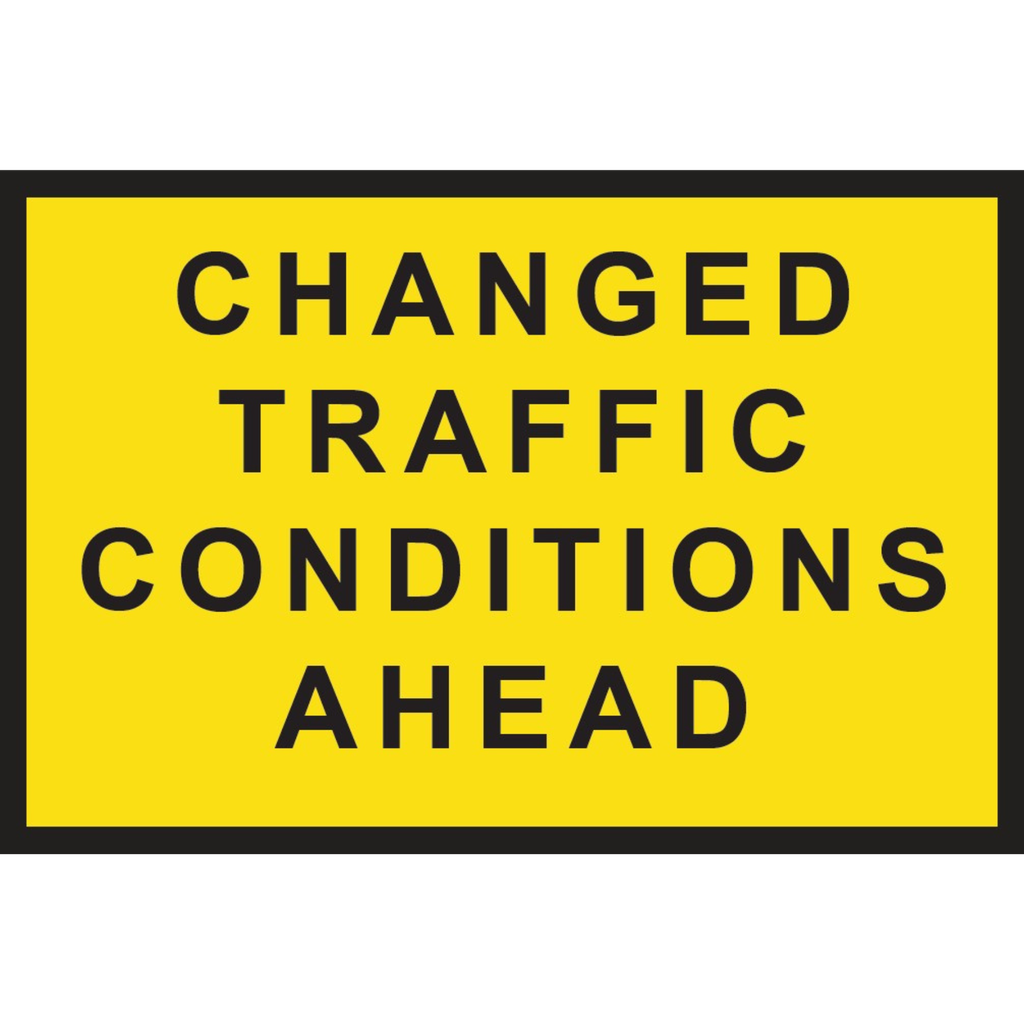 Boxed Edge Sign Metal Class 1W Reflective 1800 x 1200mm - Changed Traffic Conditions Ahead