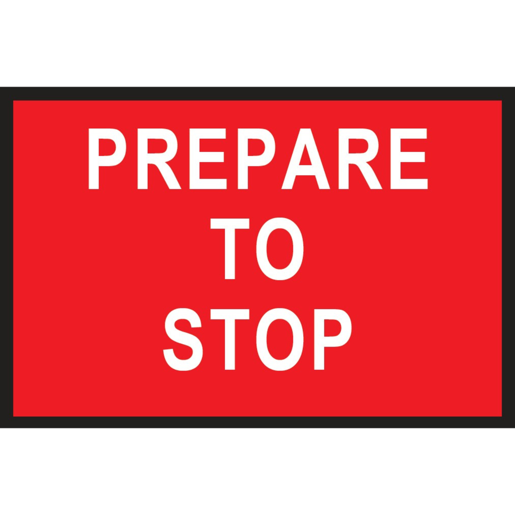 Boxed Edge Sign Metal Class 1W Reflective 900 x 600mm - Prepare To Stop