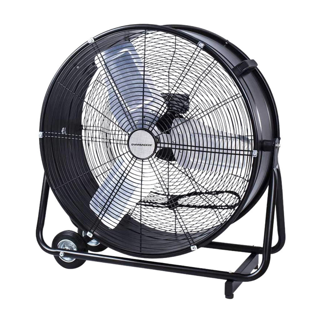 Heavy Duty Portable Floor Drum Fan 600mm Quiet Operation 195m3/min