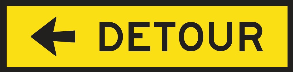 Safety Sign 1200 x 300mm - Detour, Reflective