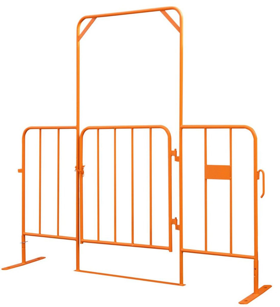 Orange Crowd Control Pedestrian Gate 2200mmW X 1100mmH - Includes Feet