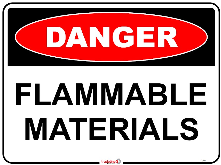 Safety Sign 600 x 450mm Coreflute - Flammable Materials