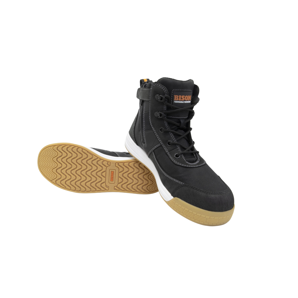 Dune Low Cut Zip Side Lave Up Safety Boot Black