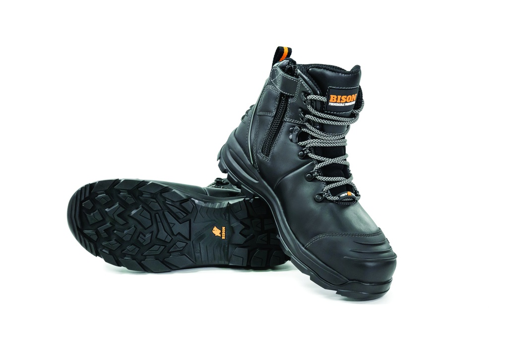 XT Zip Side Lace Up Safety Boot Black