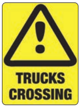 Safety Sign 600 x 450mm Corflute - Trucks Crossing