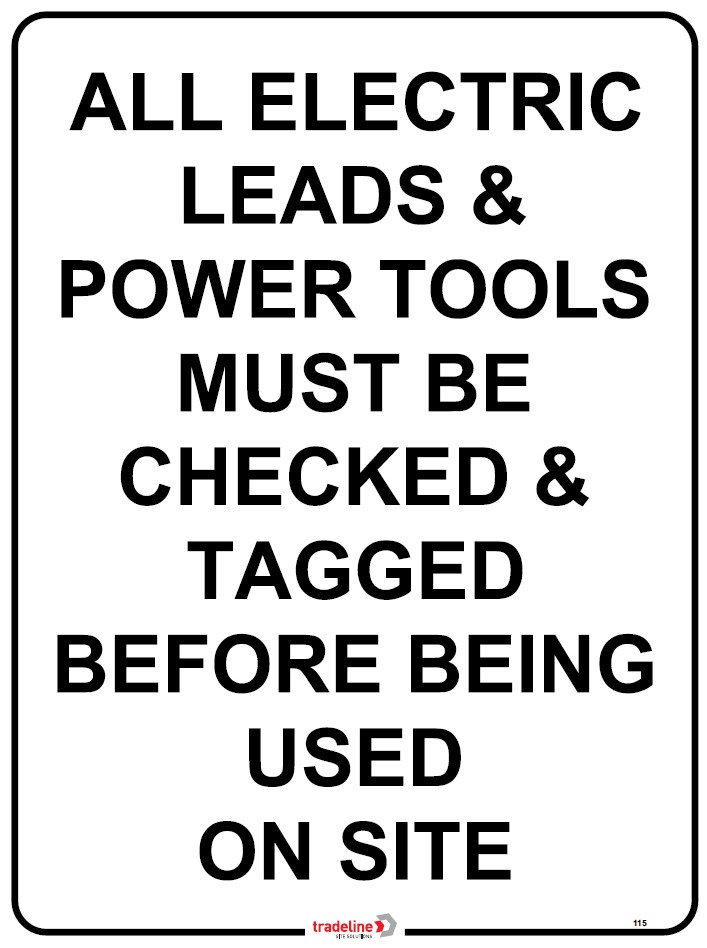 Safety Sign 600 x 450mm Coreflute - All Electrical Leads etc