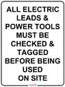 Safety Sign 600 x 450mm Coreflute - All Electrical Leads etc