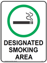 Safety Sign 600 x 450mm Coreflute - DESIGNATED SMOKING AREA (Symbol)