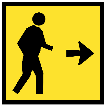 Multi Message Sign 600 x 600mm Class 1 Coreflute - Pedestrian Right Symbol