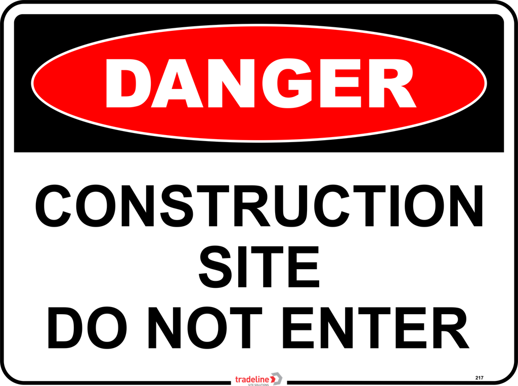 Safety Sign 600 x 450mm Coreflute - DANGER Construction Site Do Not Enter