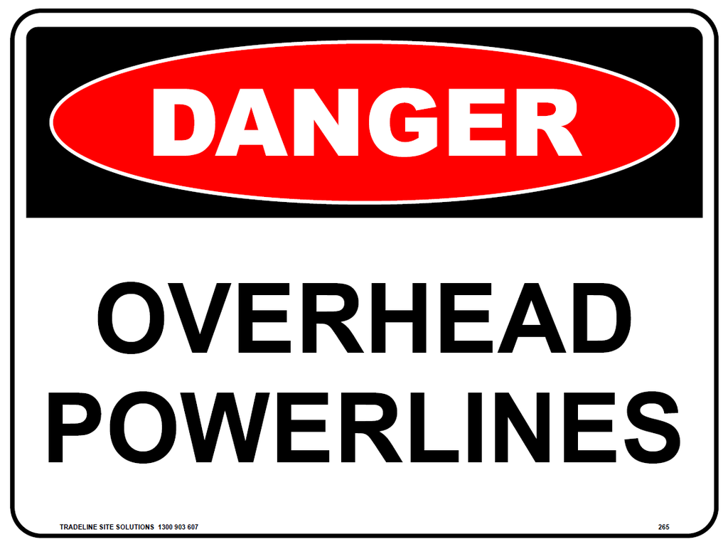 Safety Sign 600 x 450mm Coreflute - DANGER Overhead Powerlines