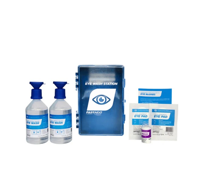 Eye Wash Station incl dressings &amp; 2x Saline 500ml