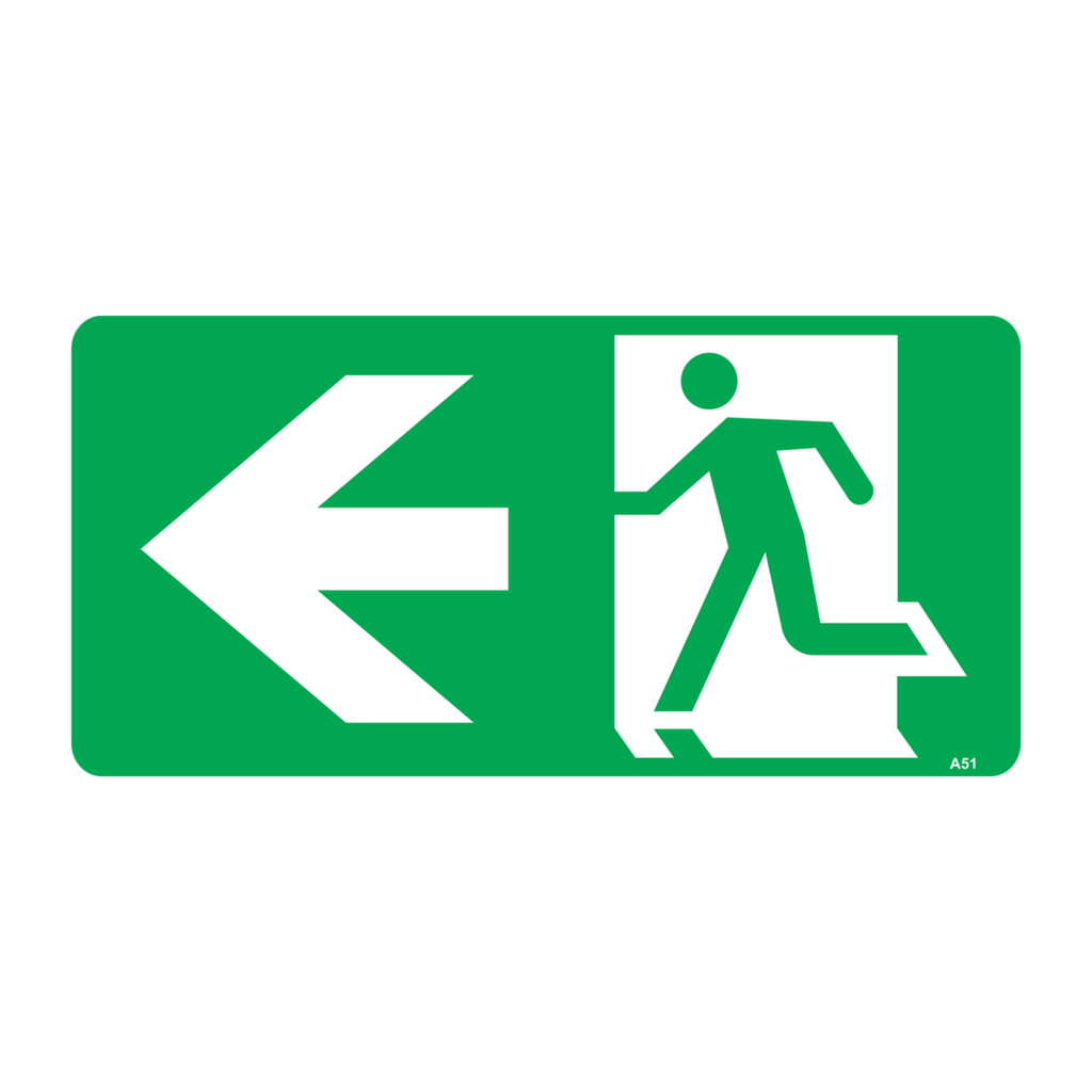 Safety Sign 350 x 180mm - Running Man (Left Arrow)