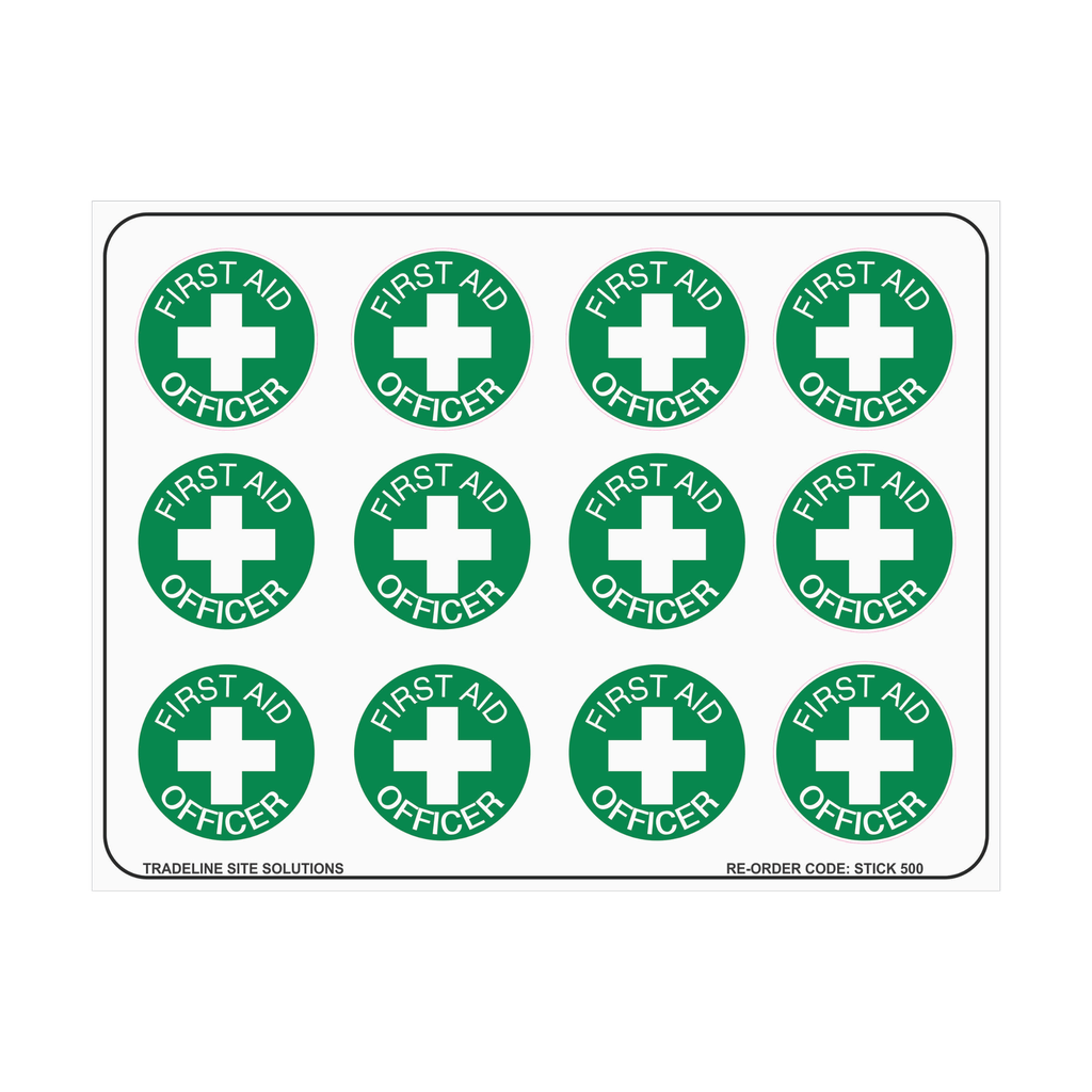 Hard Hat Stickers - (12 on sheet) - First Aid