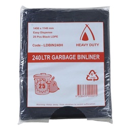 [GARBAG240] 240L Garbage Bags/Wheelie Bin Liners 30 Micron - (Pack of 25)