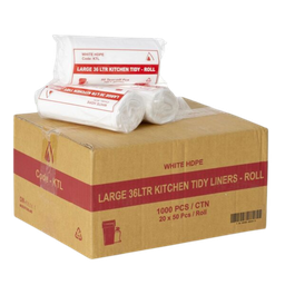 [GARBAG33] 30-36L Garbage Bags - White (Roll 50)