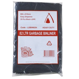 [GARBAG82] 82L Garbage Bags - Black - (Packet 25)