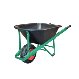 [W800P] Builders Wheelbarrow - Wide Wheel, Poly Tray, Green Frame