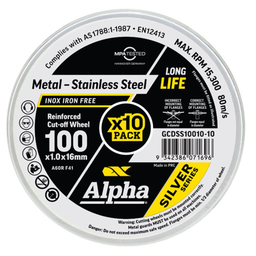 [RCD1001] Cut-Off Wheel 100mm - Ultra Thin (ea/10 box)