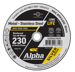 [RCD2302] Cut-Off Wheel 230mm - 22.2 x1.9mm(ea/10 box) 