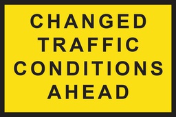 [SIGNT1-23A] Boxed Edge Sign Metal Class 1W Reflective 1200 x 900mm - Changed Traffic Conditions Ahead