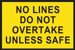 [SIGNT3-12] Boxed Edge Sign Metal Class 1W Reflective 1500 x 900mm - No Lines Do Not Overtake Unless Safe