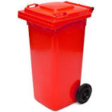 [BIN120R] Plastic Wheelie Bin - 120 Litre - Red