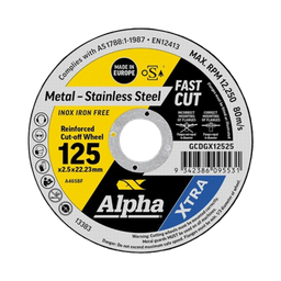 [CWS12525] Alpha Metal Cutting Disc 125mm x 2.5mm (Thick)