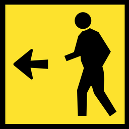 [TC1414LC] Multi Message Sign 600 x 600mm Class 1 Coreflute - Pedestrian Left Symbol