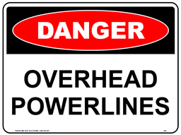 [SIGN265C] Safety Sign 600 x 450mm Coreflute - DANGER Overhead Powerlines