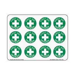 [STICK500] Hard Hat Stickers - (12 on sheet) - First Aid